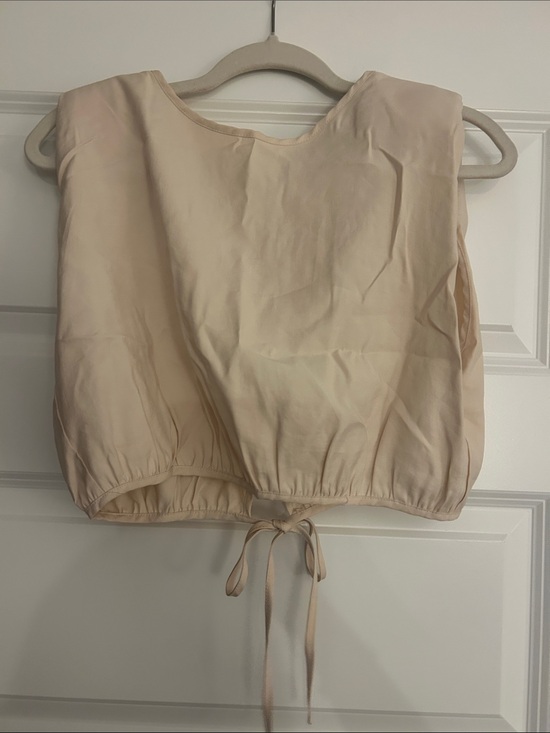 Sans Souci Tops - Sans Souci Beige Drawstring Crop Top